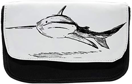 מארז עיפרון כריש לונאני, אמנות שיבוש של יונק טרופי, תיק עפרון עט בד עם רוכסן כפול, 8.5 x 5.5,