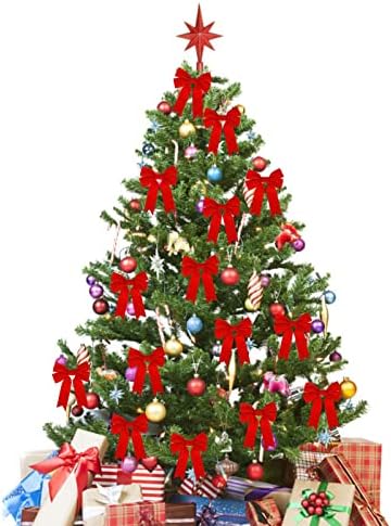 Meseey Red Velvet זר חג חג המולד קשת 24 PCS מידות של 5 W x 7 L - נהדר לזר חג המולד, מתנות גדולות, מסיבות