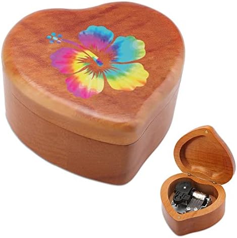 עניבת צבע Hibiscus Heart Music Box קופסאות מוזיקליות מעץ מתנה הטובה ביותר ליום הולדת יום הולדת לחג המולד