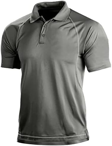 חולצות פולו שרירים של Zddo Mens שרוול קצר דגל אמריקאי צבע אחיד טלאים טלאים גולף גולף כפתור קיץ חולצת טניס צוואר