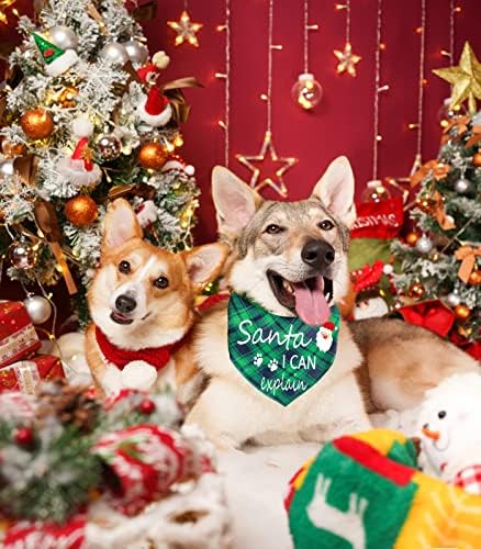 וואגה כלב חג המולד בנדנה, 2 חבילה משובץ חיות מחמד בנדנה עבור קטן בינוני גדול וגדול במיוחד כלבים