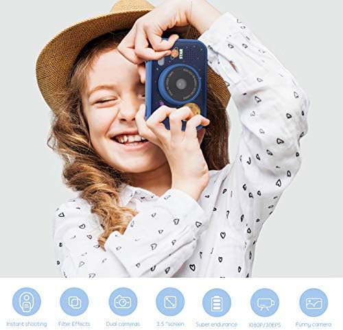 מצלמה דיגיטלית לילדים, 3.5 אינץ '1080 פני 1000 מיליאמפר / שעה, מסך הגנה על העיניים, צעצוע צילום נגן