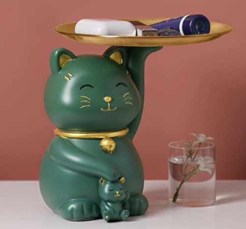 Lymoh Fortune חתול פרי מגש אחסון קישוט מיקום מפתח שולחן שולחן ארון יין משרד קישוט מתנות חמורה מתנות Whitecatplusplus
