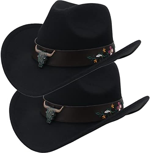 פארנגוטו כובע קאובוי מערבי בסגנון אתני סגנון עליון חגורת פרחים ראש פרה