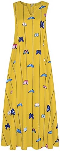 שמלות מקסי של Zefotim Maxi לנשים 2023 שמלות מפלגת צוואר פרחוניות ללא שרוולים וינטג '.