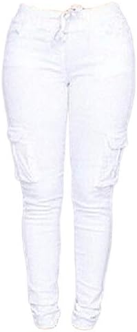 מכנסי יוגה בצבע אחיד מזדמנים לנשים מכנסי ספורט סקיני עם כיסים מרובים מכנסיים בכושר דק