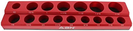 מגש מארגן שקעים מגנטיים ABN - SAE סטנדרט 1/2 אינץ 'מחזיק כלים מגנטיים מארגן 16 מחזיק אדום חריץ