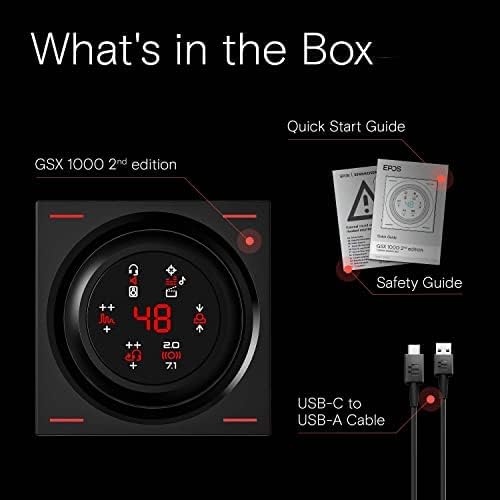 EPOS GSX 1000 מהדורה שנייה DAC מגבר שמע/כרטיס קול חיצוני USB עם 7.1 צליל היקפי, צליל צדדי, DAC משחקי