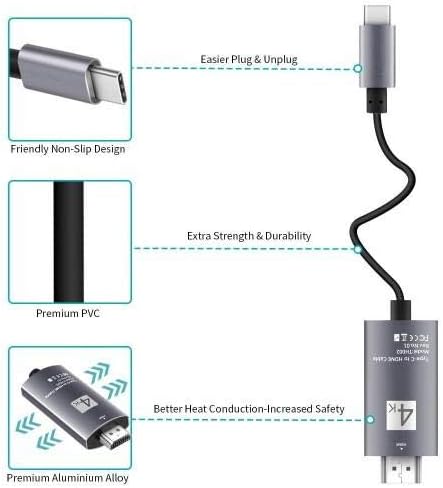 כבל עבור Huawei P30 Pro - SmartDisplay כבל - USB Type -C ל- HDMI, כבל USB C/HDMI עבור Huawei