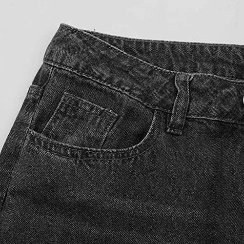 Gdjgta נשים בנות חברות ג'ינס ג'ינס מותניים גבוהים מכנסי ג'ינס רחבים מכנסי ג'ינס רחבים ישר מכסים