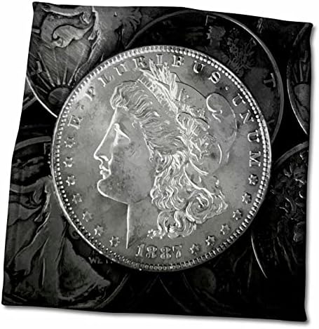 3ROSE 1887 Liberty Silver דולר - תצלום מסוגנן של מטבעות וינטג ' - מגבות