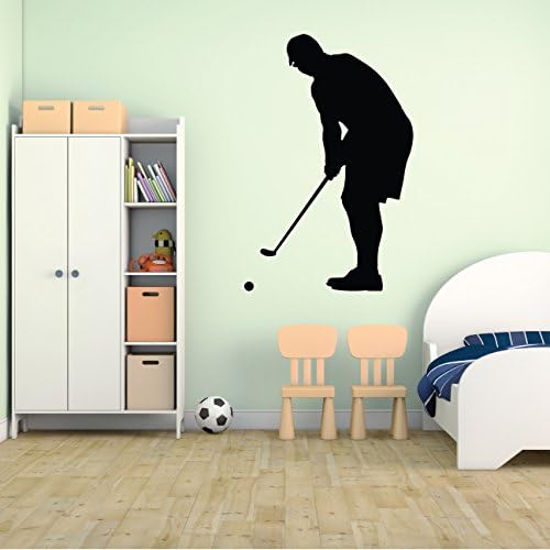 מדבקת מדבקות קיר גולף Thevinylguru 23 - מדבקות מדבקות וציור קיר לילדים לבנים חדר וחדר שינה. אמנות קיר ספורט