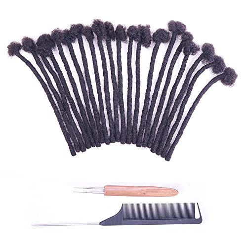 אדיאסאי 0.6 סמ רוחב 4 אינץ 60 גדילים שיער טבעי תוספות לוק, מלא בעבודת יד ראסטות הרחבות עבור גברים