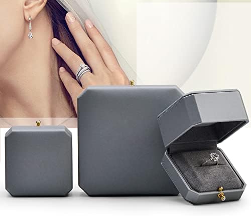 תכשיטים מתומנים של וודה קופסת טבעת טבעת יחידה קופסת טבעת עור PU להצעה