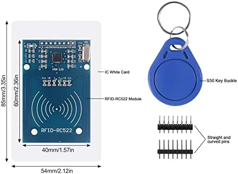 4PCS RC522 ערכת מודול RFID RF RF RC522 מודול חיישן כרטיסי קורא IC עם כרטיס S50 קלף לבן ומודול חיישן RFID טבעת