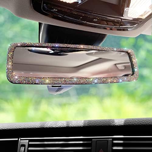 Kiwen Bling Car View Oright מראה, מראה אחורית לרכב עם יהלומי קריסטל בלינג אבני חנן נשים מתנה לילדה,