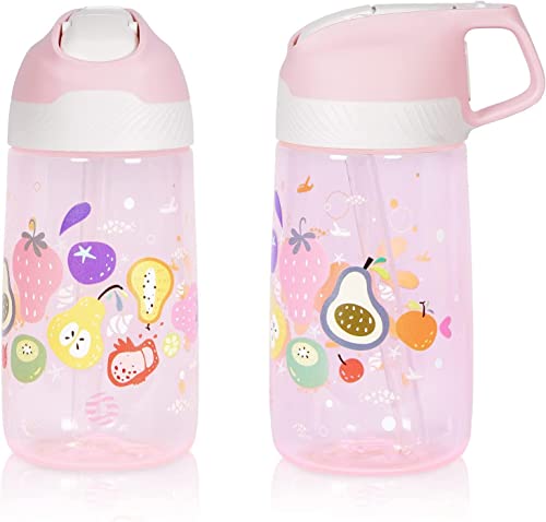 בקבוק מים של Fjbottle Kids, 16oz tritan פלסטיק מגע אחד פתיחת דליפות דליפות דליפות BPA בקבוק מים קל משקל עם בקבוקי