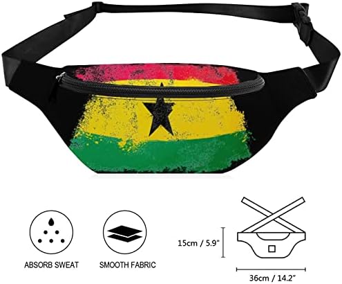 גראנג ' דגל גאנה חגורת תיק לנשים גברים אופנה מותניים תיק קרוסבודי תיק עם רצועה מתכווננת עבור נסיעות