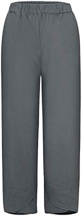 מכנסי פשתן של Dkinjom לנשים מזדמנים מתאימים מכנסי יוגה בוהו