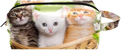 תיק קוסמטי של TbouoBt לנשים, תיקי איפור מרווחים לטיול טאלה מתנת נסיעות, חתול עיניים ירוק של בעלי חיים