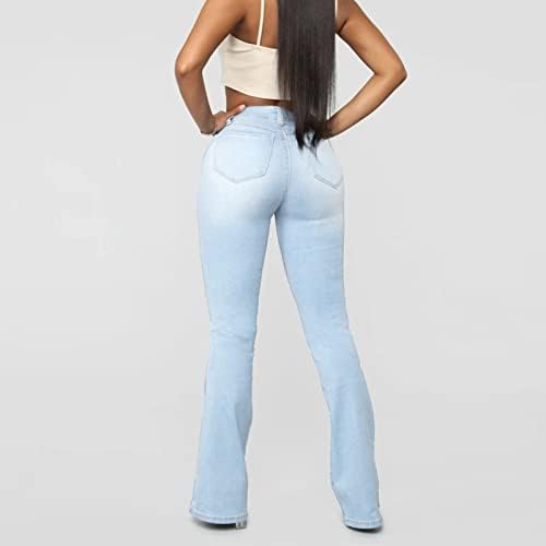 Maiyifu-GJ נשים מותניים גבוהות עם רגל רחבה מכנסי ג'ינס שוטפים פעמון שטיפה קרקעית ז'אן מכנסי רטרו רטרו