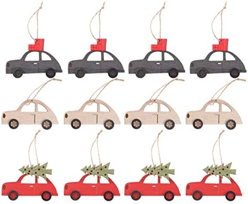 הוליבנה 12 יחידות חג המולד עץ תליית קישוטי קישוט קרפט רכב עץ פרוסות קישוטי חג המולד המפלגה דקור