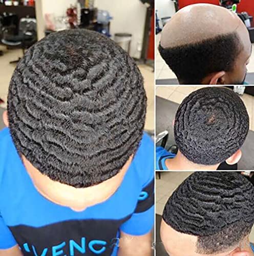 רמי שיער טבעי 360 גל 10 ממ מתולתל פאה עור בסיס 10 * 8 אינץ עבור שחור גברים עם גברים שיער מערכת שיער טבעי 10 ממ