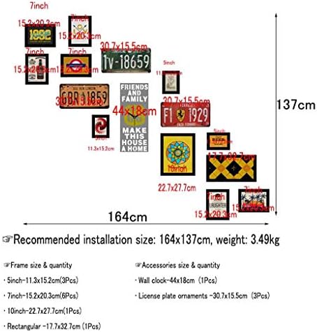סט קיר צילום מדרגות ZXW סט קיר, מערבב ותואם מסגרת צילום עם שעון דקורטיבי, 11 מסגרות צילום ו -2 סוגים
