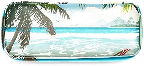 תיק איפור קטן, מארגן קוסמטי של רוכסן לטיולים לנשים ונערות, קיץ חוף אוקיינוס ​​קוקוס דקל טרופי