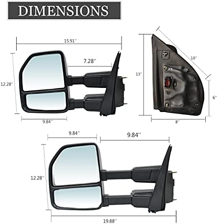 Adanz זוג מראות גרירה מתאימות לשנת 2017 2018 2019 2020 פורד F250 F350 F450 F550 טנדר סופר -חובה מראות