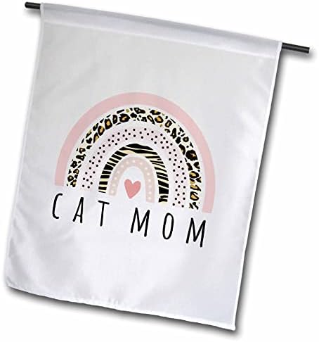 3drose חתול אמא - חתולים אימא בעלים לחיות מחמד חמוד נמר הדפס קשת ורוד לב - דגלים