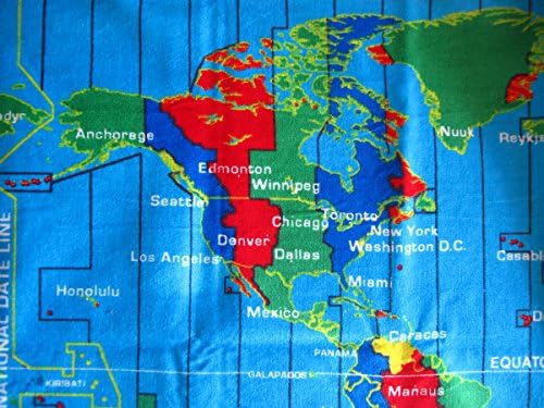 אזורי זמן עולמיים בקריביים בצבע כחול מגבת חוף קטיפה 30x60 אינץ '
