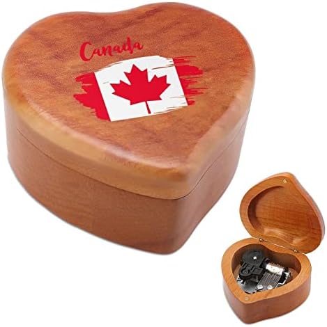 דגל קנדה קופסא מוזיקת ​​לב קופסאות עץ קופסאות מוזיקליות מיטב יום הולדת לחג המולד