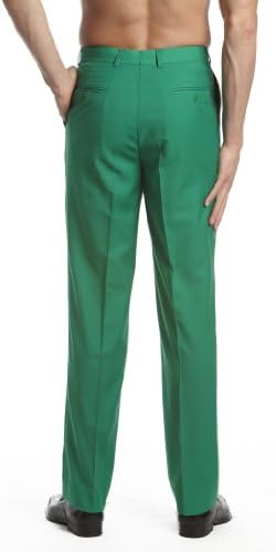 מכנסי שמלת גברים של קונצ'טור מכנסיים מכנסיים קדמיים שטוחים בצבע ירוק אמרלד מוצק