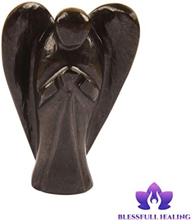 אבן טנזניט שחורה טבעית רייקי מגולף חן חן רוחני אבן שומר כיס מלאך פסל קישוט קישוט קישוט 2 אינץ 'בערך - ריפוי