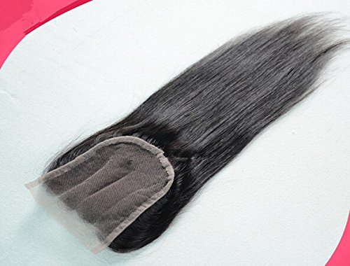 דג 'ון שיער 8 א 3 חלק סגירה עם חבילות ישר ברזילאי לא מעובד מארג שיער צרור עסקות 3 חבילות וסגירה טבעי