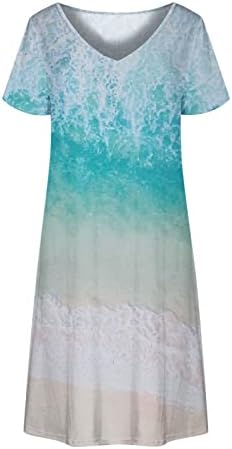 שמלת שרוול קצרה של נשים עם צווארון שרוול קיץ שמלות אורך ברך רופפות שמלות טוניקה מתואמות וינטג '