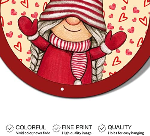 מתכת עגולה של שלטי הזר של חג האהבה גנום דפוס לב אדום שלט פח אירוסין קיר אמנות שלט כפרי מתכת שלט לחצר גן קפה