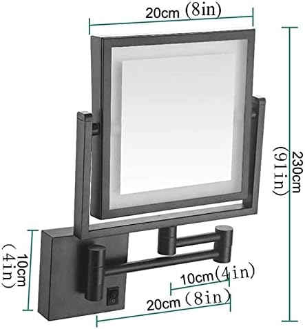 Zaahh 8 מראה איפור רכוב על קיר LED, 360 מעלות מסתובב מראה קוסמטית הניתנת להרחבה, 3x מגדלת מראה דו