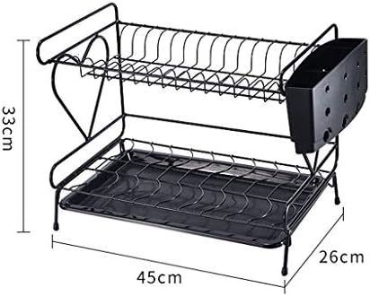 מתלה כלים מתכת ג'אה - מתלה ייבוש כלים שחור, מתלה אחסון מטבח רב -פונקציונלי 2 מארגן כלים שכבות