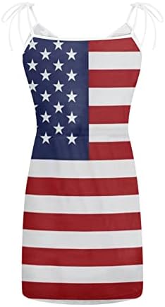 4 ביולי שמלה לנשים קיץ שמלת טנק דגל אמריקאי עם כיסים מותניים אלסטיים ללא שרוולים צווארון שמלת קיץ מיני