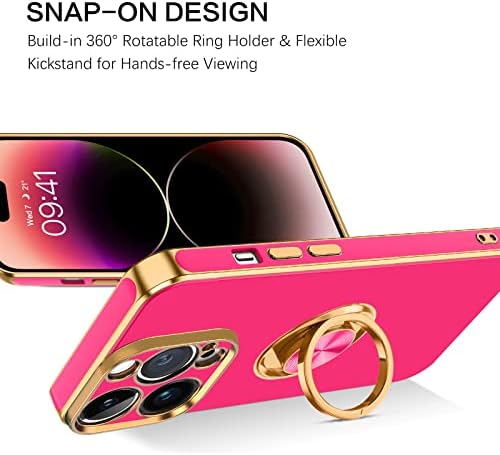 Bentoben iPhone 14 Pro Max Case, Slim קל משקל 360 ° מחזיק טבעת בעיטה תומך ברכב הר-זעזועים נשים גברים ללא הגנה על