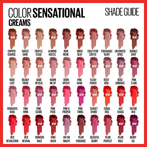 מייבלין צבע סנסציוני שפתון, שפתיים איפור, קרם גימור, לחות שפתון, עירום, ורוד, אדום, שזיף שפתיים צבע,