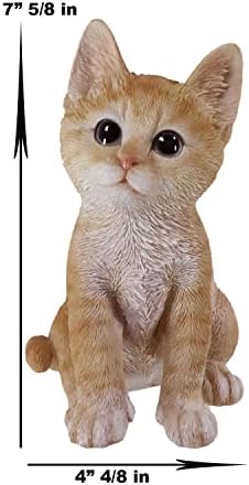 אברוס כמו יושב כתום טאבי פסל חתול בגובה 7.5 עם עיני זכוכית צבוע ביד, פסלון עיצוב חתול חתול ריאליסטי