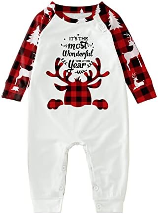 פיג'מות לחג המולד למשפחה 2022 איילים חג המולד זמן נפלא להדפיס מכתב ומכנסיים משובצים PJ Setts Setwears