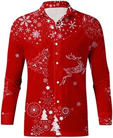 עונת החגים של ווקאצ'י מתנה לחולצת חג המולד חידוש מכוער סנטה קלאוס שרוול ארוך כפתור מצחיק חולצה למסיבה