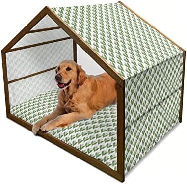 בית כלבי עץ עץ-מרכזי לונאלי, תבנית סימטרית וחוזרת על עצמה עם שושן של הדפס העמק, מלונה כלבים ניידת חיצונית