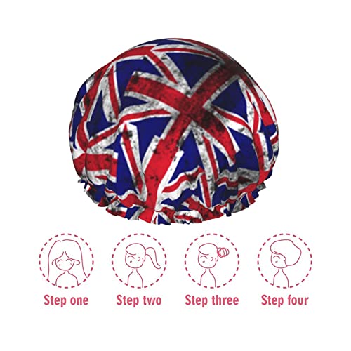 נשים לשימוש חוזר כובע שיער שולי במצוקה בבריטניה דגל בריטי שכבות כפול