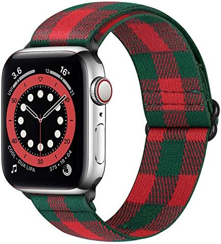 RunoStrich ניילון אלסטי שעון תואם עבור Apple Watch 38 ממ 40 ממ 41 ממ 42 ממ 44 ממ 45 ממ, רצועת החלפת לולאת ספורט