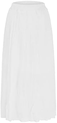 חצאיות Midi Midi זורמות קפלים לנשים בקיץ בוהו חצאית ארוכה בצבע אחיד מותניים גבוהים נדנדה חצאית א-קו
